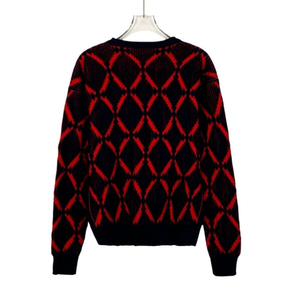 Versace Geometric Knit Sweater Size 42 Red & Black Wool - Picture 2 of 6